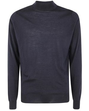 John Smedley Truien & Vesten ,Zwart ,Elegant Mock Neck Sweater - Blauw