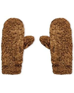 Bottega Veneta Shearling leder logo handschuhe camel/fondente - Braun