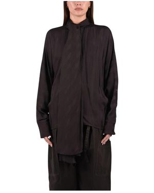 Sportmax Overhemden ,Bruin ,Satijn Spxcorsaro Kimono-Blouse - Zwart
