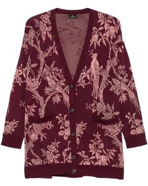 Etro Truien & Vesten ,Rood ,Wol Wol Jacquard Vest