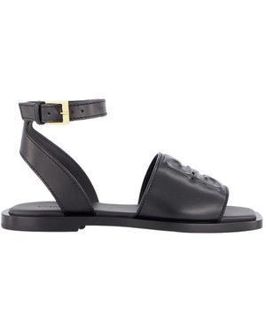 Givenchy Minimalistische Zwarte Leren Sandalen - Blauw