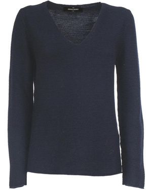Gran Sasso V-Neck Knitwear - Blue