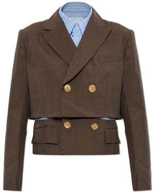 Sacai Suiting X Poplin Jacket - Bruin