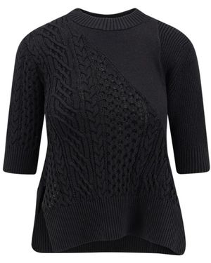 Sacai Truien & Vesten ,Zwart ,Katoen Zwart Cable Knit Sweater