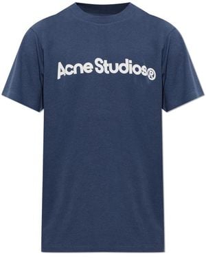 Acne Studios Tops ,Blauw ,Katoen Graphic T-Shirt