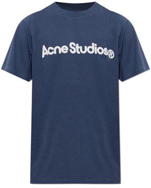 Acne Studios Tops ,Blauw ,Katoen Graphic T-Shirt