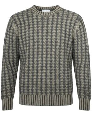 Aspesi Truien & Vesten ,Grijs ,Wol Grobstrick-Pullover Aus Schurwolle, Zweifarbig