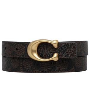 COACH Accessoires ,Zwart ,Leer Sculpted C Gesp Omkeerbare Riem 25Mm