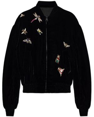 Balmain Fluwelen Bomberjack Met Applicaties - Zwart