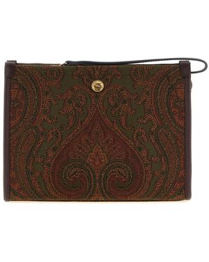 Etro Medium Paisley Jacquard Pouch - Bruin
