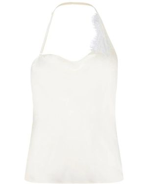 Courreges Beiger Asymmetrischer Spitzen Tanktop - Weiß