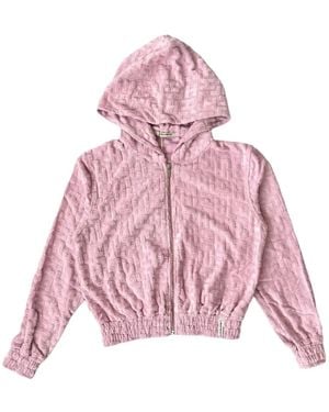 hinnominate Hoodies & Sweatvesten ,Roze ,Katoen Velour Cropped Zip Hoodie