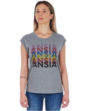 Frankie Morello Camiseta Estampada Delante, Mujer, Talla - Azul