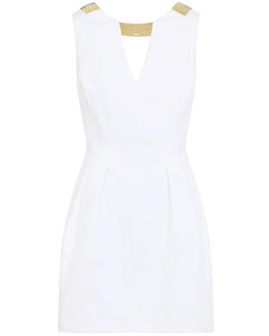 Elisabetta Franchi Mini-Kleid Mit Goldenen Details - Weiß