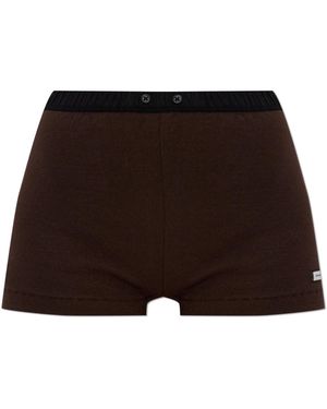 Entire studios Korte Broeken ,Bruin ,Katoen Logo Shorts - Zwart