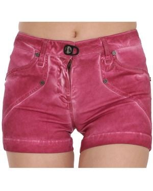 Plein Sud Mid Waist Mini Denim Shorts - Rot