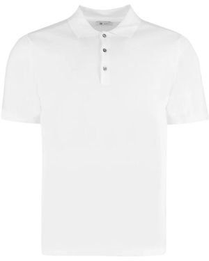 THE (Alphabet) Baumwollstrick-Poloshirt Mit Seitenschlitzen - Weiß