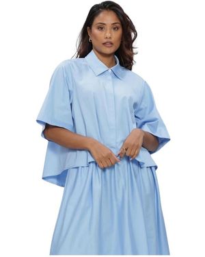 EST'SEVEN Overhemden ,Blauw ,Denim Alijah Blouse Rnbw