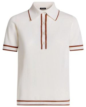 Kiton Tops ,Wit ,Wol Fijne Wollen Poloshirt Met Contrasterende Afwerking