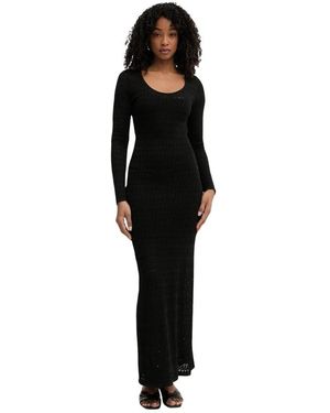 Michael Kors Pointelle Stretch Knit Maxi Jurk - Zwart