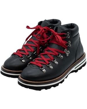 Monpiz Zwarte Leren Cortina Pedula Schoenen - Rood