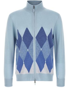 Ballantyne Reißverschluss-Strickjacke Mit Rautenmuster - Blau