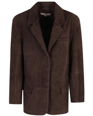 REMAIN Birger Christensen Koffie Suede Oversized Blazer - Bruin