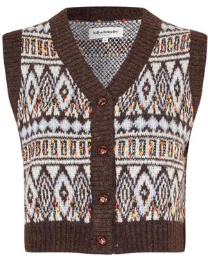 Lolly's Laundry Truien & Vesten ,Veelkleurig ,Polyester Francesca Vest - Bruin