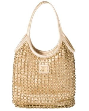 Miu Miu Platinum Beaded Schultertasche - Natur