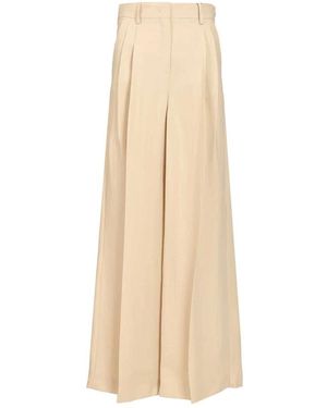 Weekend by Maxmara Broeken ,Leer Veliero Geplooide Broek - Naturel