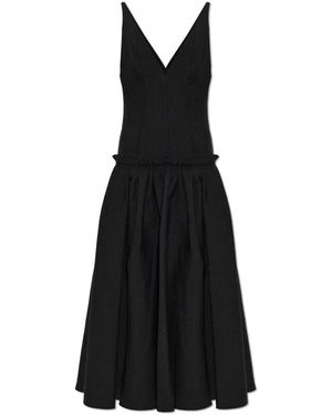 Ami Paris Maxi-Wollkleid Mit Tiefer Taille - Schwarz