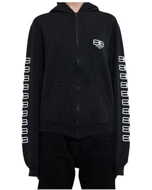 Balenciaga Bb Paris Icon Zip-Up Hoodie - Zwart