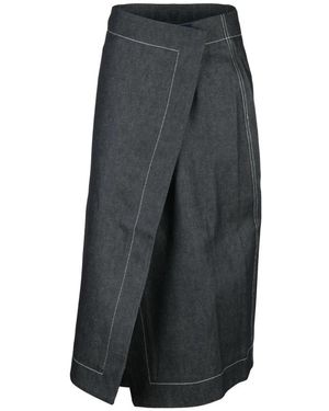 Sunnei Rokken ,Blauw ,Denim Denim Overslagrok Met Klittenbandsluiting - Grijs