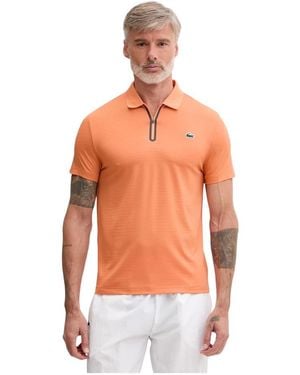 Lacoste Tops ,Oranje ,Nylon Ultra Dry Stretch Jacquard Tennis Polo