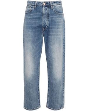 3x1 Sabina Girlfriend Mid-Rise Straight-Leg Jeans - Blauw