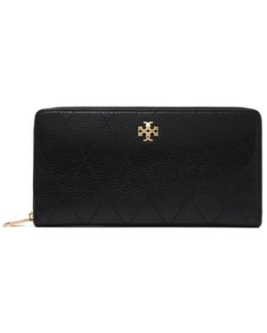 Tory Burch Accessoires ,Zwart ,Leer Zwarte Ritsportemonnee