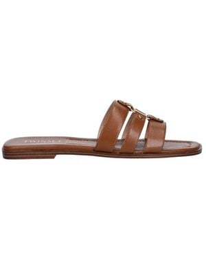 Twinset Lederslipper - Braun