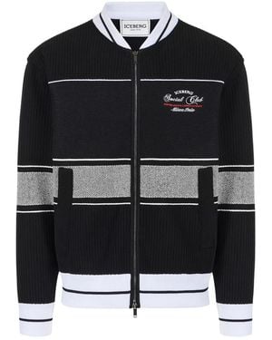 Iceberg Jacquard Knit Jacket - Zwart