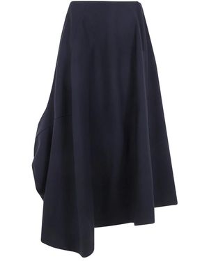 Comme des Garçons Rokken ,Zwart ,Wol Asymmetrische Lichte Wol Tropische Mid Rok - Blauw