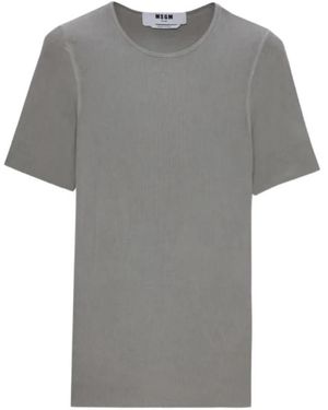 MSGM Ribgebreid Viscose T-Shirt - Grijs