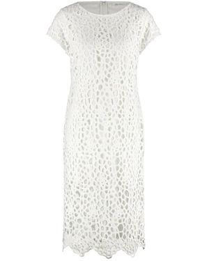 Gerry Weber Kleedjes ,Wit ,Chique Kanten Jurk Met Uniek Patroon
