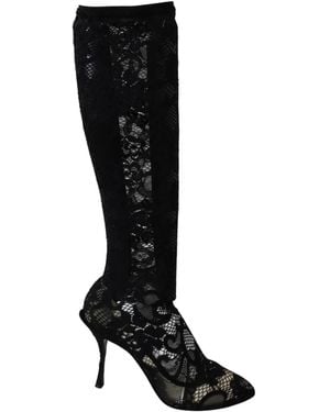 Dolce & Gabbana Taormina Lace Socks Boots Shoes Court Shoes - Black
