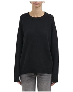 Soft Goat Truien & Vesten ,Zwart ,Wol Boyfriend Crewneck