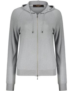 Moorer Hoodies & Sweatvesten ,Grijs ,Wol Gebreide Hoodie Met Rits