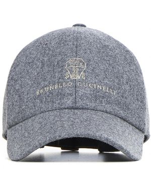 Brunello Cucinelli Accessoires ,Grijs ,Wol Stijlvolle Hoeden Collectie