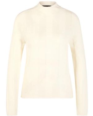 Marc Cain Truien & Vesten ,Wit ,Wol Slim-Fit Trui Met Opstaande Kraag