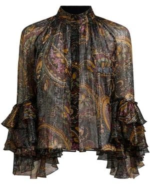 Etro Zijden Paisley Blouse - Bruin
