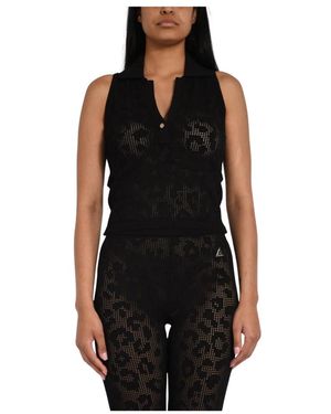 Akep Openwork Knit Polo Shirt - Schwarz