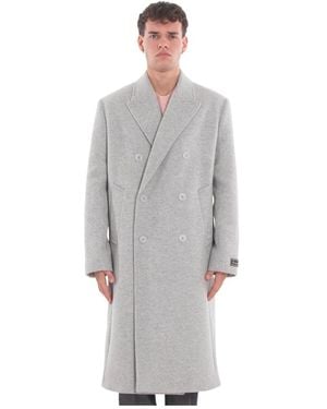 Lacoste Chevron Woll Doppelreiher-Mantel - Grau