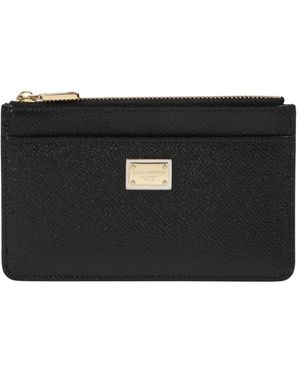 Dolce & Gabbana Accessoires ,Zwart ,Leer Dauphine Kaarthouder